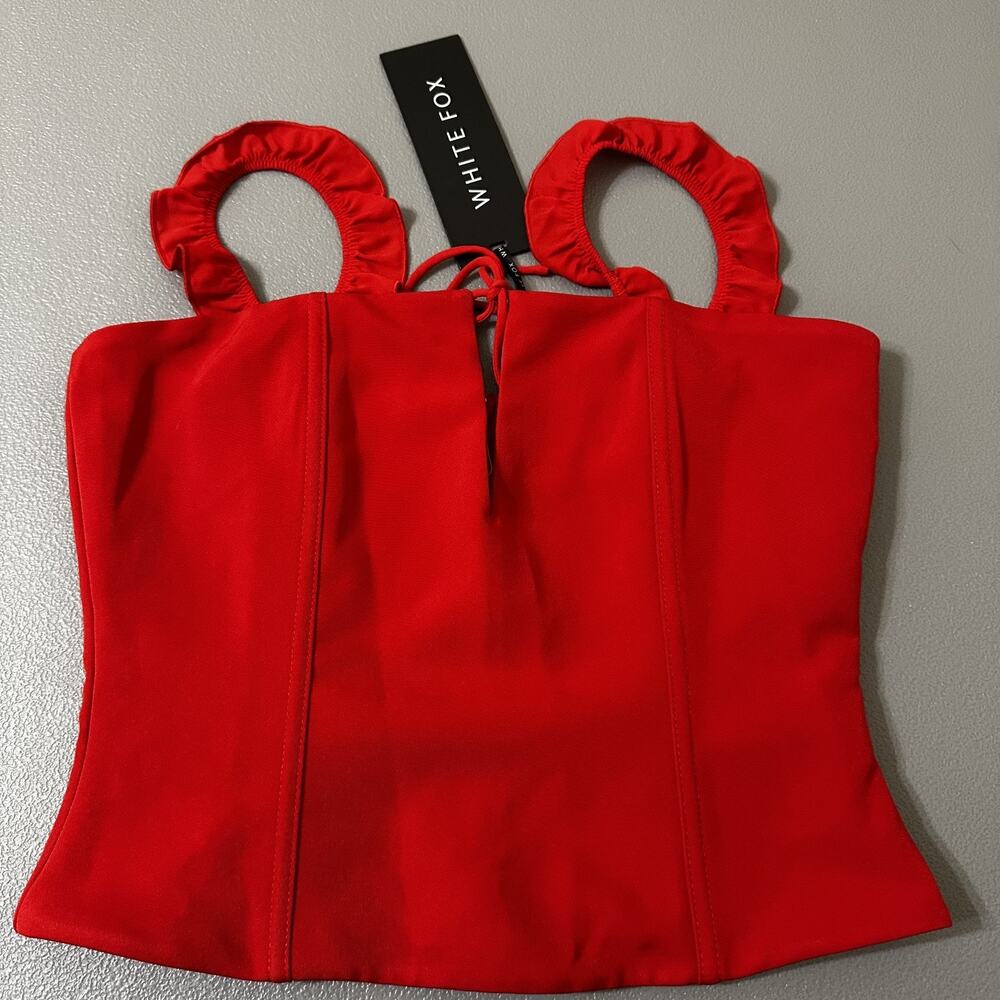 White Fox Boutique Red Corset Type Top. Red. Womens small. Zippered back